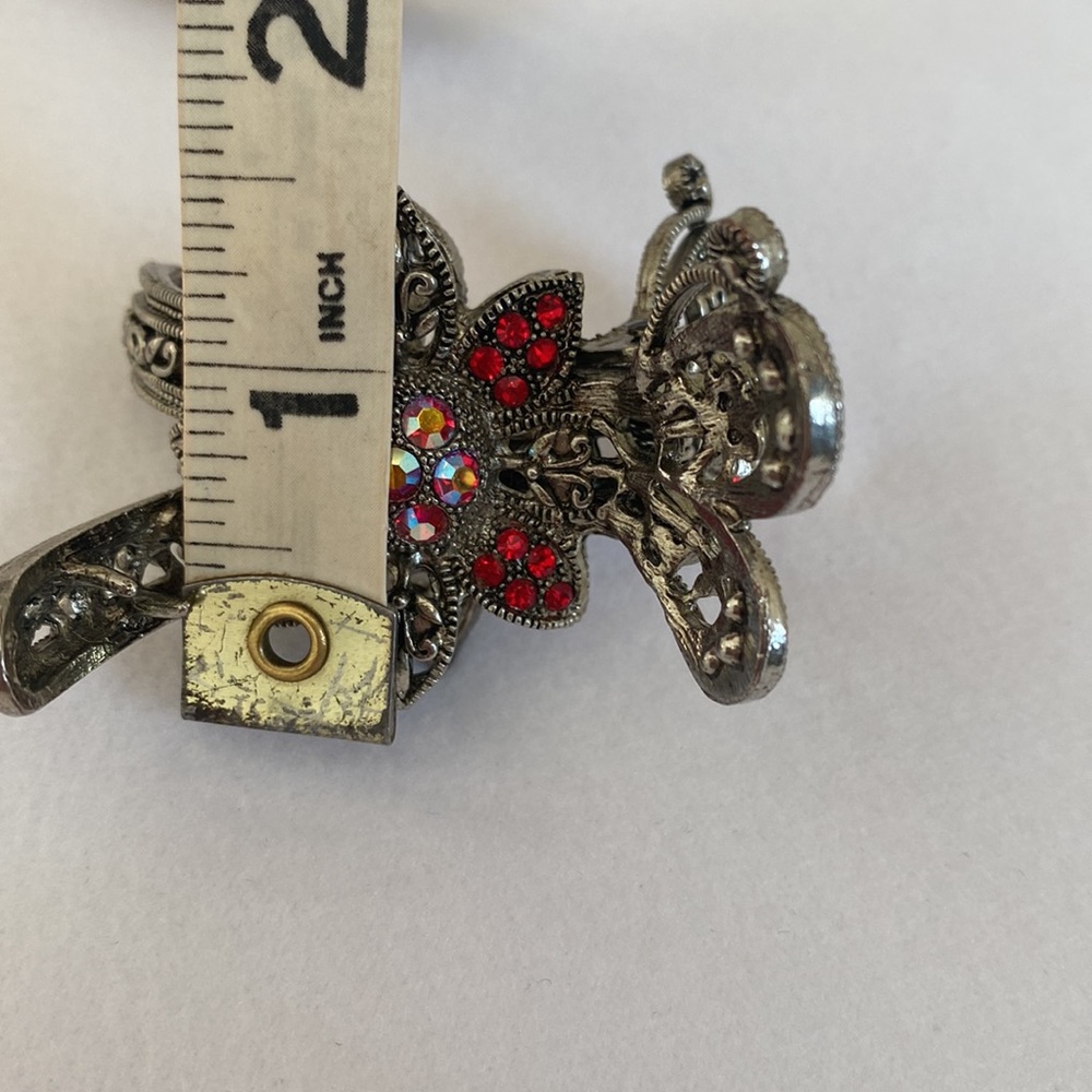 Vintage Rhinestones Crystal Metal Butterfly Hair Claw Clip ( red , silver) - Picture 9 of 9